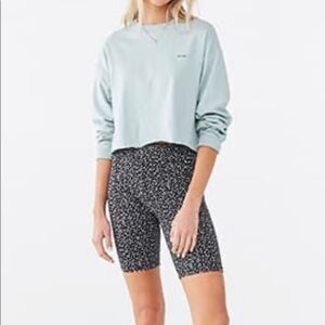 Free People x Onzie Animal Speckled Print Black/Tan Biker Shorts S/M